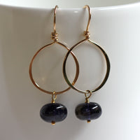Iolite (Water Sapphire) Hoop Earrings