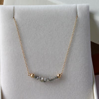 Rough Grey Diamond Bar Necklace, 14k Gold Filled