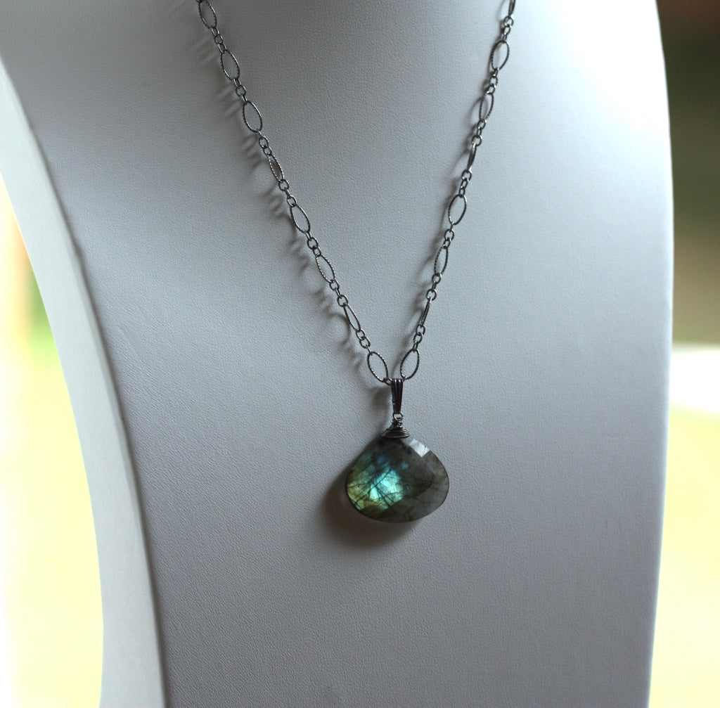 Labradorite and Oxidized Sterling Silver Necklace