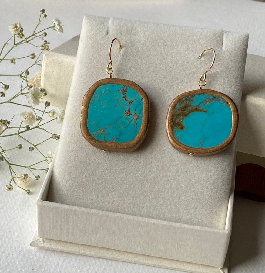 Large Natural Turquoise Earrings