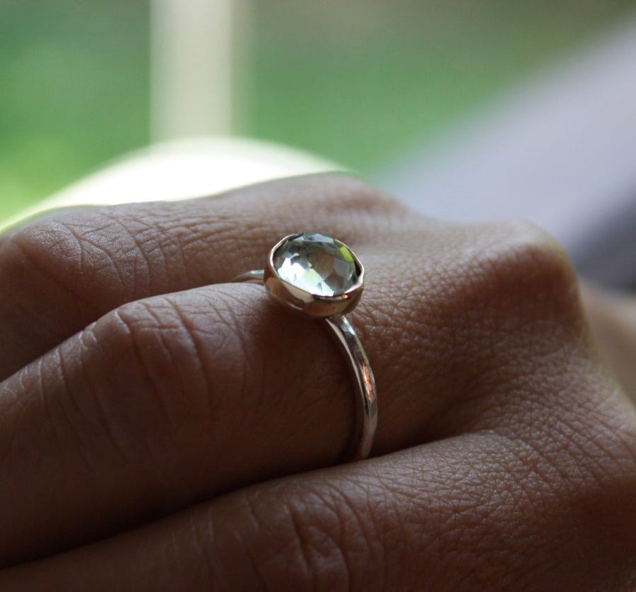 Green Amethyst (Prasiolite) Ring, February Birthstone Ring