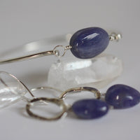 Sterling Silver Bangle Bracelet With Tanzanite