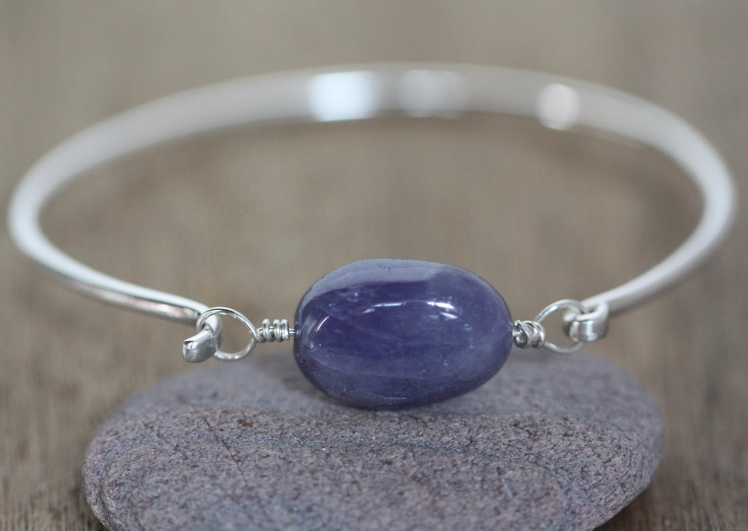 Sterling Silver Bangle Bracelet With Tanzanite