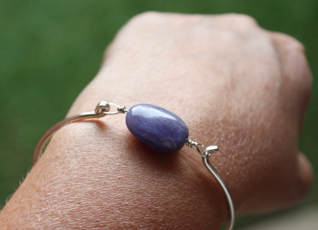 Sterling Silver Bangle Bracelet With Tanzanite