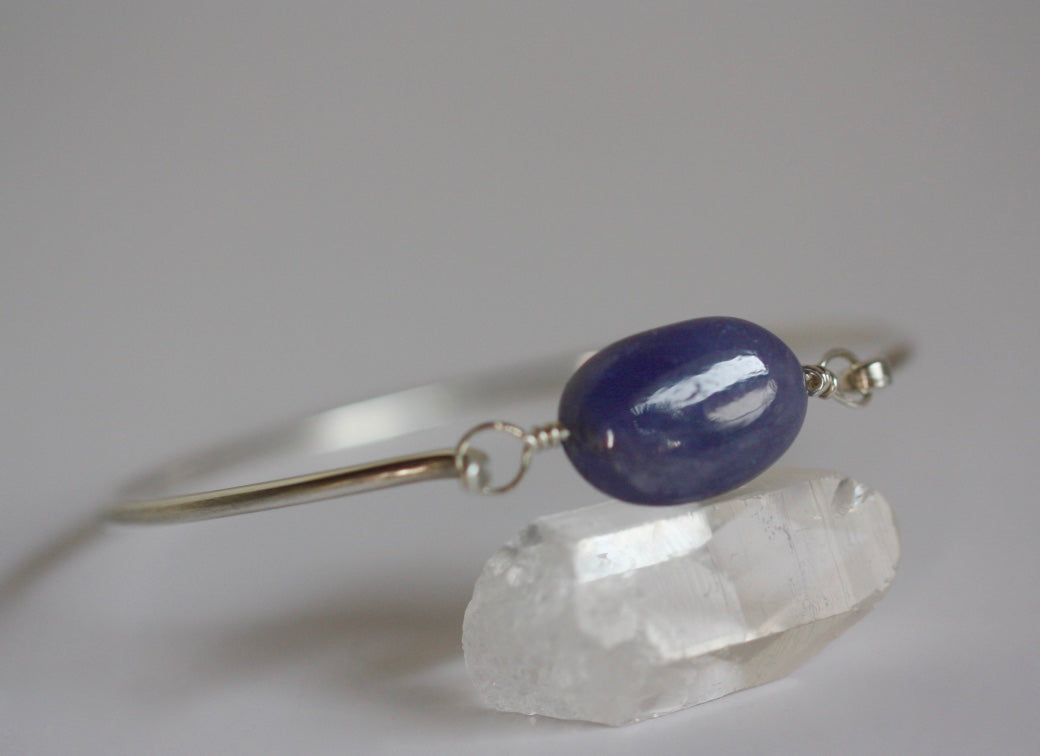 Sterling Silver Bangle Bracelet With Tanzanite