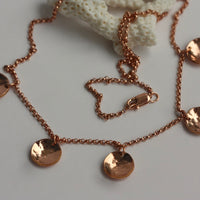 14k Rose Gold Filled Chain Necklace with Hammered Round Disc Charms