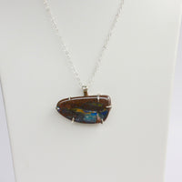 Australian Boulder Opal Pendant Necklace, October Birthstone Necklace