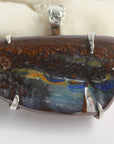 Pendant of Australian Boulder Opal in Matrix and 92.5 Sterling Silver