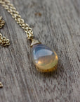 Honey Color Ethiopian Welo Opal Pendant with 14k Gold Filled Cable Chain