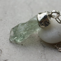 Raw Natural Green Amethyst / Prasiolite Pendant Necklace