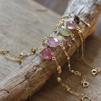 Rose Cut Pink Sapphire Bracelet, 14k Gold Filled / Gold Vermeil