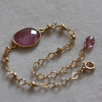 Rose Cut Pink Sapphire Bracelet, 14k Gold Filled / Gold Vermeil