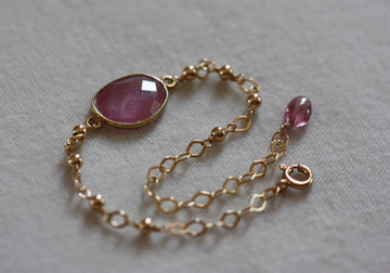 Rose Cut Pink Sapphire Bracelet, 14k Gold Filled / Gold Vermeil