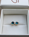 London Blue Topaz Stud Earrings, 14k Gold and Sterling Silver