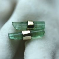 Raw Green Tourmaline Stud Earrings, October Birthstone Earrings