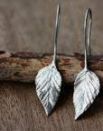 Natural Wild Raspberry Leaf Earrings, 92.5 Sterling Silver