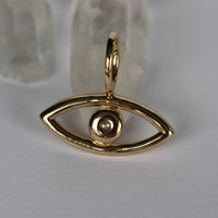 Evil Eye Pendant with Rose Cut Diamond, 14k Gold
