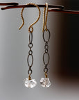 Herkimer Diamond And Mixed Metals Long Chain Earrings