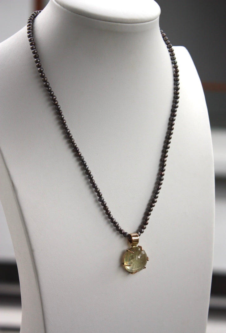 Lemon Quartz and Freshwater Pearl Necklace, 14k Gold Filled