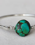 Tibetan Turquoise and Sterling Silver Bangle Bracelet