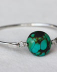 Tibetan Turquoise and Sterling Silver Bangle Bracelet