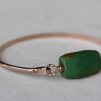 Tibetan Turquoise and 14k Rose Gold Filled Bangle Bracelet