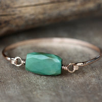 Tibetan Turquoise and 14k Rose Gold Filled Bangle Bracelet