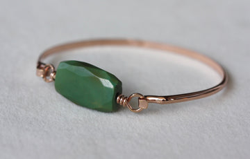 Tibetan Turquoise and 14k Rose Gold Filled Bangle Bracelet