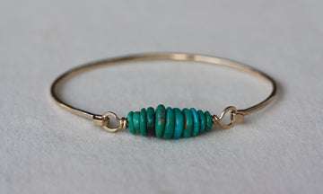 Tibetan Turquoise and 14k Gold Filled Bangle Bracelet