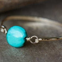 Tibetan Turquoise and 14k Gold Filled Bangle Bracelet