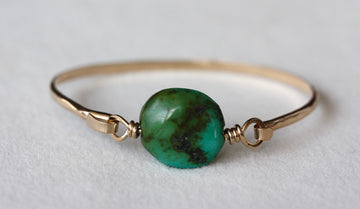 Tibetan Turquoise and 14k Gold Filled Bangle Bracelet