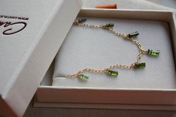 Raw Green Tourmaline Crystal Necklace, October Birthstone Necklace