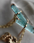 Paraiba Blue Tourmaline Stud Chain Earrings, 14k Gold Filled