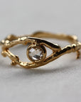 Rose Cut Diamond Natural Twig Ring, 18k Gold