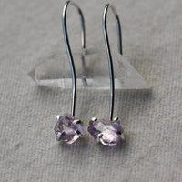 Raw Lavender Amethyst Long Ear Hook Earrings, 92.5 Sterling Silver