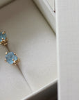 Raw, Unpolished Brazilian Blue Santa Maria Aquamarine Stud Earrings, 14k Gold
