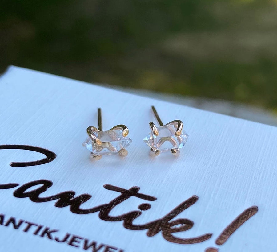 Natural Herkimer Diamond Stud Earrings, Herkimer Diamond Quartz Post Earrings