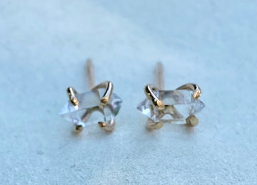 Natural Herkimer Diamond Stud Earrings, Herkimer Diamond Quartz Post Earrings