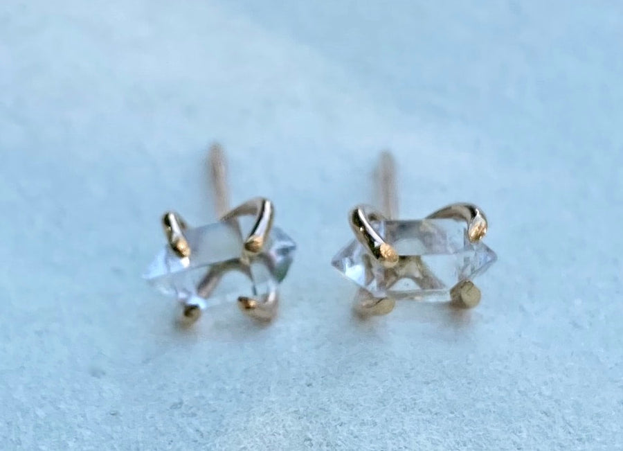 Natural Herkimer Diamond Stud Earrings, Herkimer Diamond Quartz Post Earrings