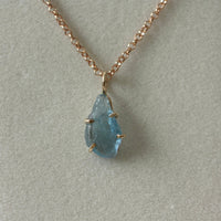 Raw, Unpolished Brazilian Blue Santa Maria Aquamarine Pendant Necklace