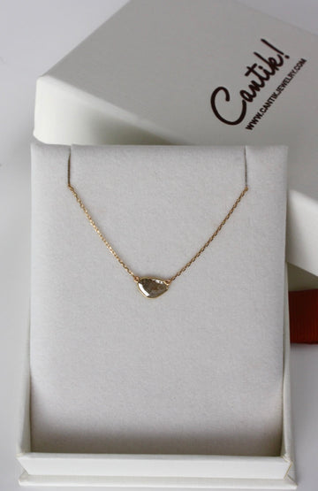 Salt and Pepper Raw Diamond Slice Necklace, 18k Gold