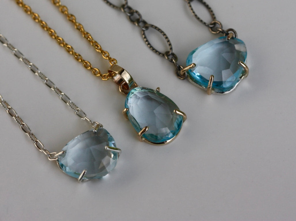 Sky Blue Topaz Pendant Necklace, November Birthstone Necklace