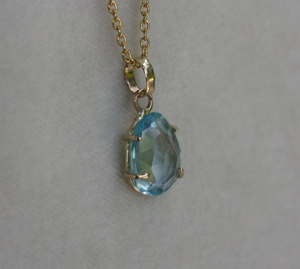 Sky Blue Topaz Pendant Necklace, November Birthstone Necklace