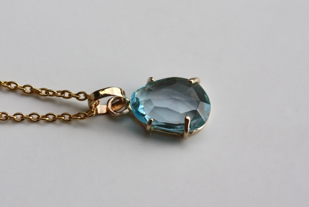 Sky Blue Topaz Pendant Necklace, November Birthstone Necklace