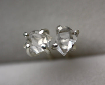 Natural Herkimer Diamond Stud Earrings, 92.5 Sterling Silver