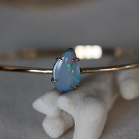 Australian Boulder Opal, Black Opal Bangle, 14k Gold/14k Gold Filled