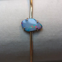 Australian Boulder Opal, Black Opal Bangle, 14k Gold/14k Gold Filled