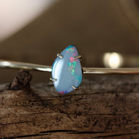 Australian Boulder Opal, Black Opal Bangle, 14k Gold/14k Gold Filled