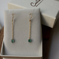 Indicolite Tourmaline Long Chain Earrings, 14k Gold Filled