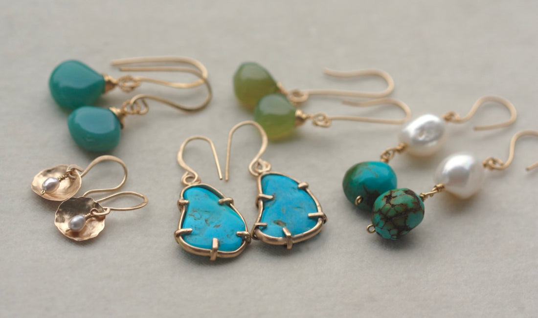 Soft Teal Blue Chalcedony Earrings